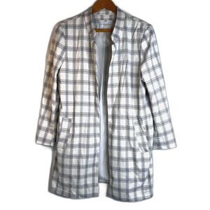 Carolina Belle Longline Open Front Boyfriend Plaid Blazer Lined Size XL Office